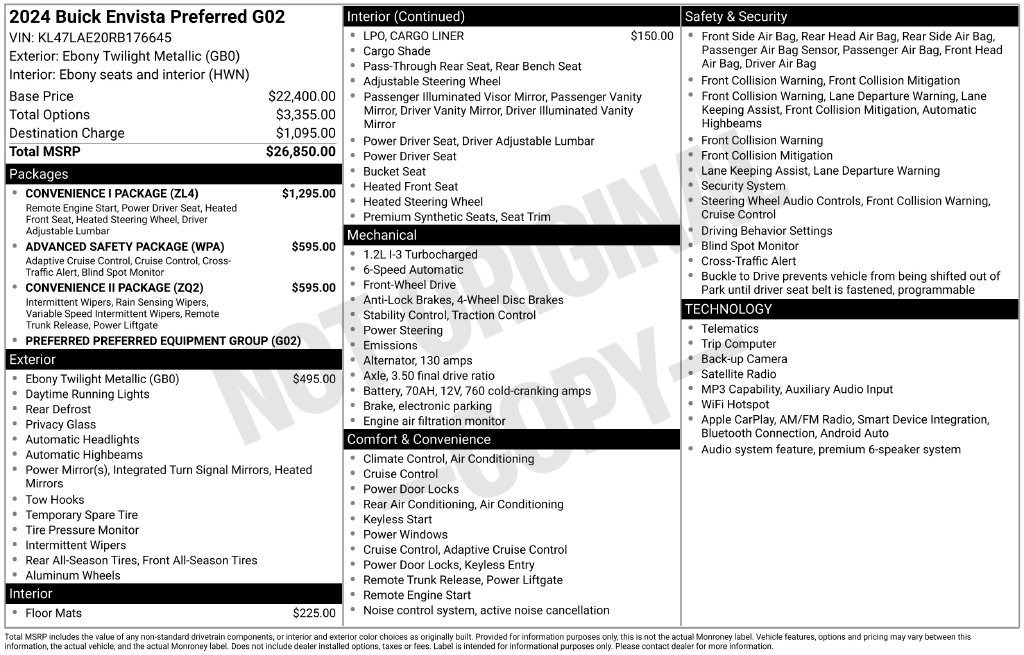 Used 2024 Buick Envista Preferred w/ Convenience I Package FWD image 18