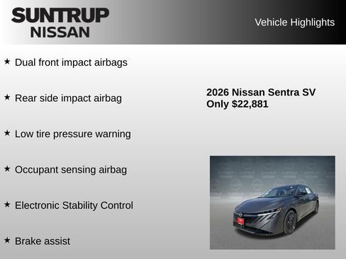 Used 2026 Nissan Sentra SV w/ Floor Mat Package FWD image 23