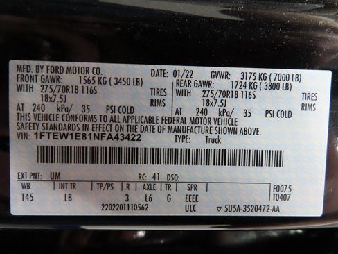 Used 2022 Ford F150 Tremor w/ Equipment Group 401A Mid image 68