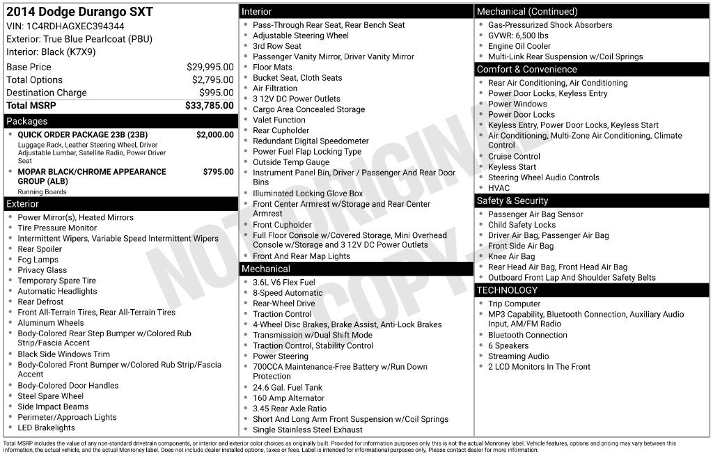 Used 2014 Dodge Durango SXT w/ Quick Order Package 23B RWD image 9
