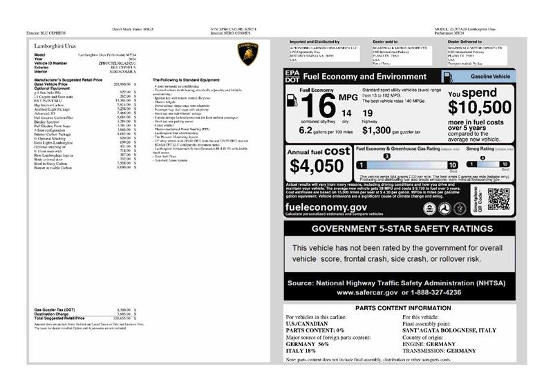 Used 2024 Lamborghini Urus Performante AWD/4WD image 2
