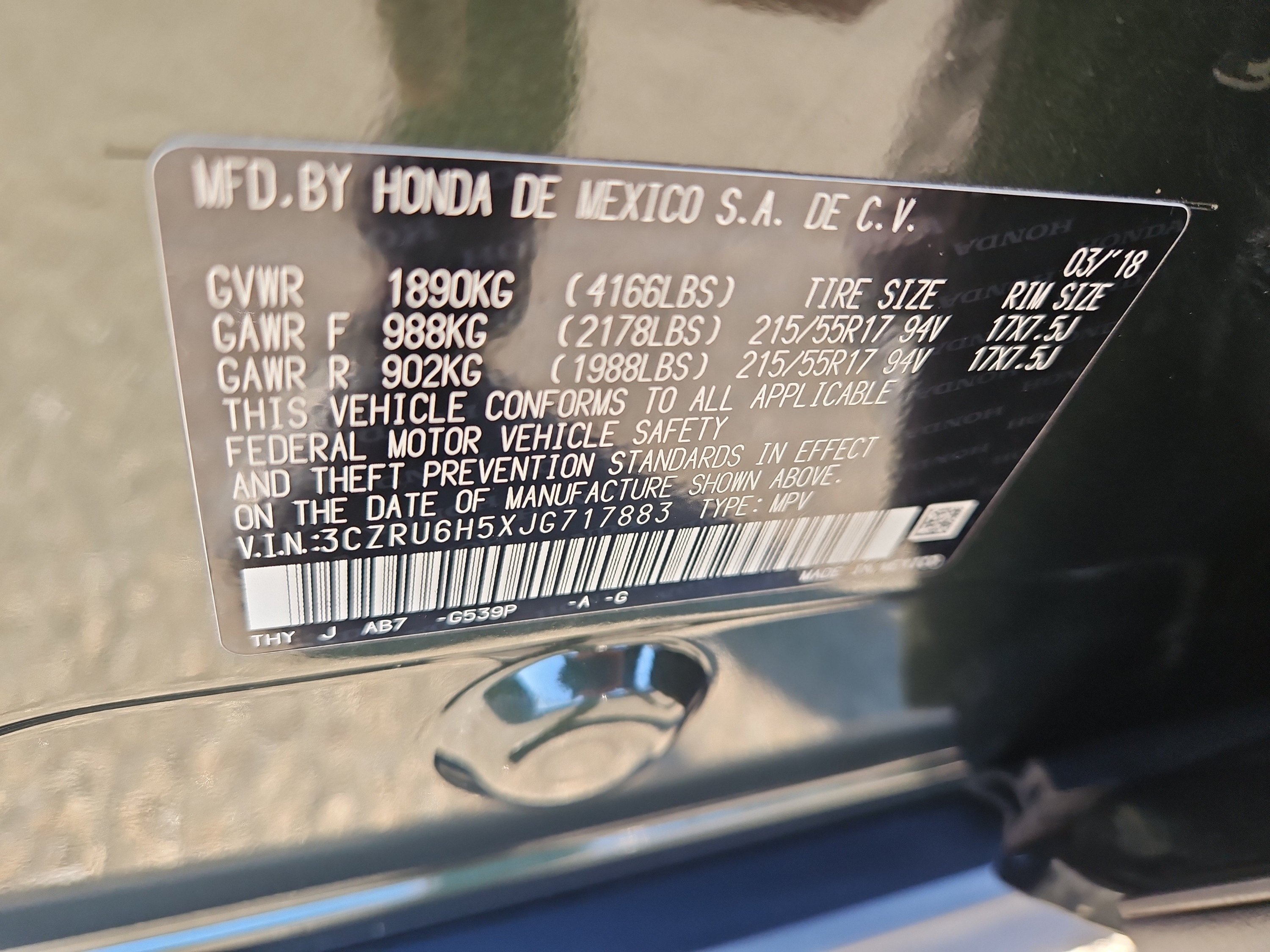 Certified 2018 Honda HR-V EX image 7