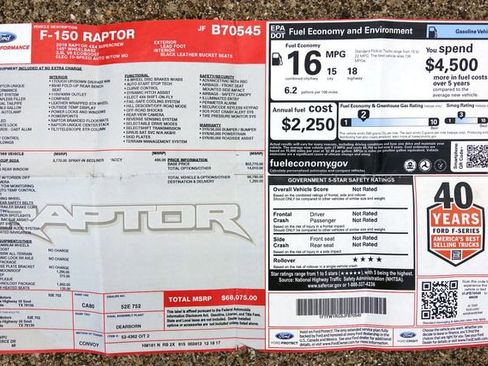 Used 2018 Ford F150 Raptor w/ Equipment Group 802A Luxury image 51