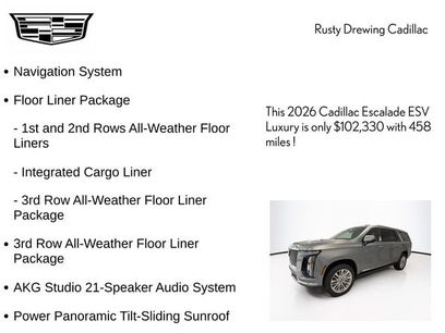 New 2026 Cadillac Escalade ESV Luxury w/ LPO, Floor Liner Package