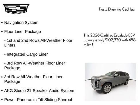 New 2026 Cadillac Escalade ESV Luxury w/ LPO, Floor Liner Package AWD/4WD image 4