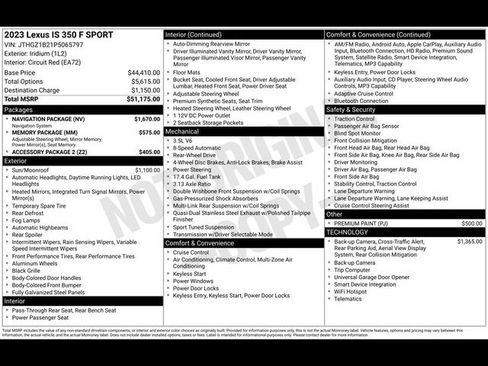 Used 2023 Lexus IS 350 F Sport w/ Navigation Package RWD image 14