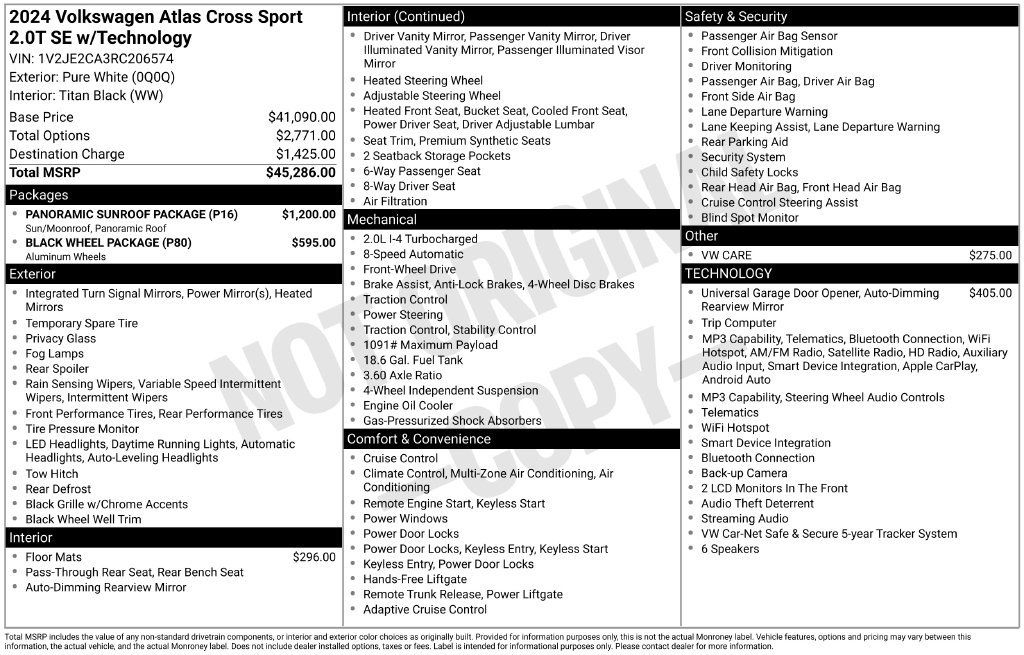 Used 2024 Volkswagen Atlas Cross Sport SE w/ Panoramic Sunroof Package FWD image 12