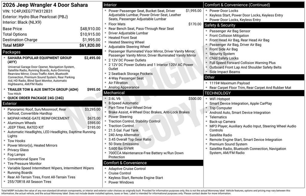 New 2026 Jeep Wrangler Unlimited Sahara AWD/4WD image 10