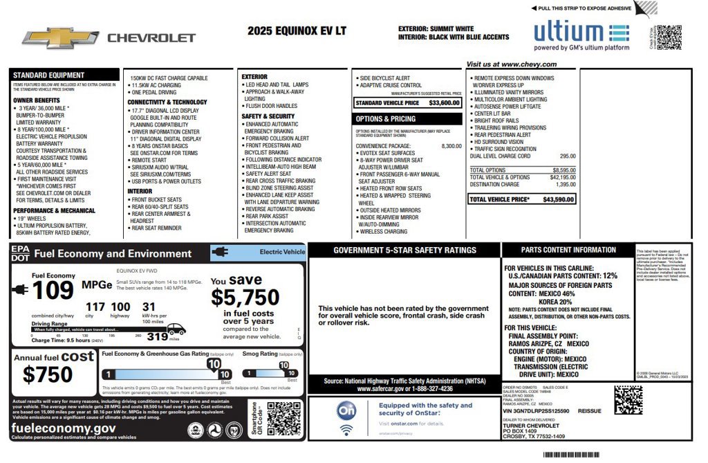 Used 2025 Chevrolet Equinox EV LT w/ Convenience Package FWD image 3