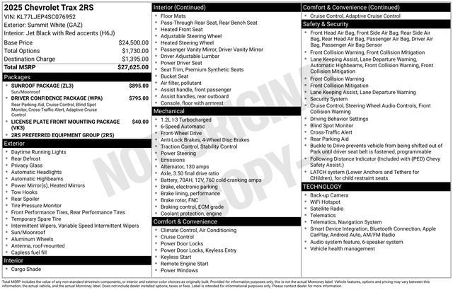 Used 2025 Chevrolet Trax RS w/ Sunroof Package FWD image 20