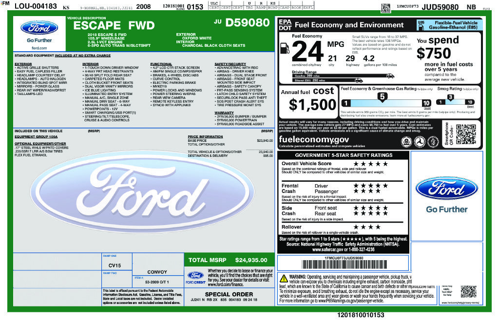 Used 2018 Ford Escape S FWD image 2