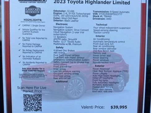 Used 2023 Toyota Highlander Limited AWD/4WD image 48