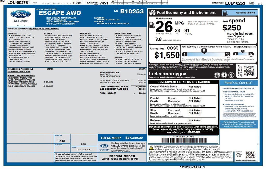 Used 2020 Ford Escape Titanium AWD/4WD image 6