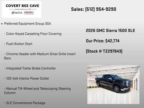 New 2026 GMC Sierra 1500 SLE w/ Preferred Package RWD image 14