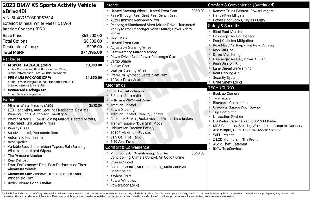 Used 2023 BMW X5 xDrive40i w/ M Sport Package AWD/4WD image 19