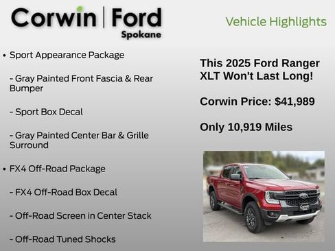 Used 2025 Ford Ranger XLT w/ Equipment Group 301A High AWD/4WD image 13