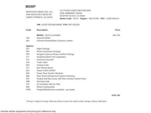 Used 2019 Mercedes-Benz GLS 550 4MATIC image 2