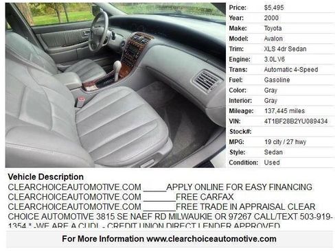 Used 2000 Toyota Avalon XLS image 11