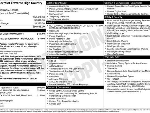 Used 2022 Chevrolet Traverse High Country w/ LPO, Floor Liner Package AWD/4WD image 2