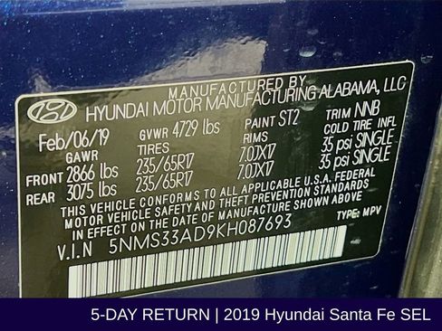 Used 2019 Hyundai Santa Fe SEL image 35