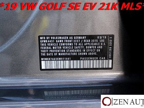 Used 2019 Volkswagen e-Golf SE w/ Driver Assistance Package image 58