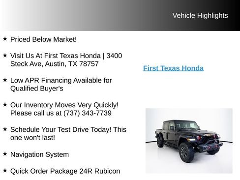 Used 2023 Jeep Gladiator Rubicon w/ LED Lighting Group AWD/4WD image 10