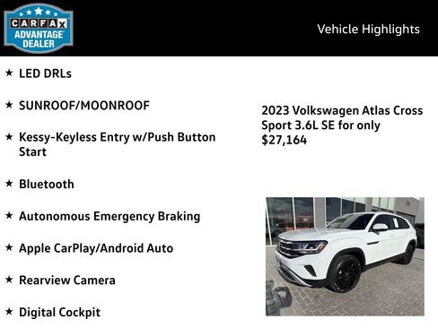 Certified 2023 Volkswagen Atlas Cross Sport SE w/ Panoramic Sunroof Package image 4
