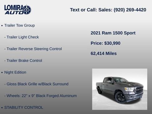 Used 2021 RAM 1500 Sport w/ Trailer Tow Group AWD/4WD image 14