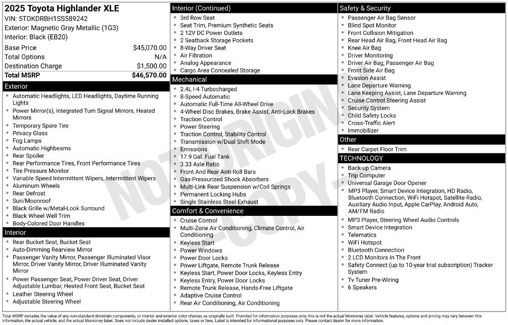 Certified 2025 Toyota Highlander XLE AWD/4WD image 35