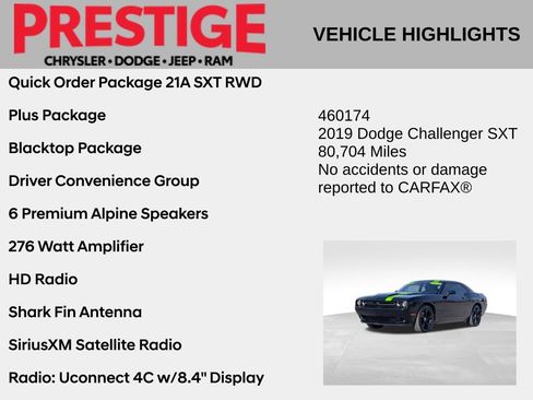 Used 2019 Dodge Challenger SXT w/ Plus Package image 2