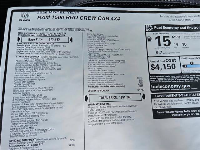 New 2026 RAM 1500 RHO w/ RHO Level 1 Equipment Group AWD/4WD image 18