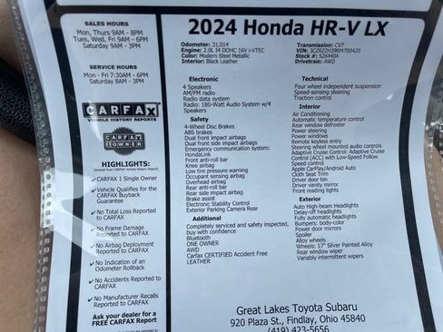 Used 2024 Honda HR-V LX image 27