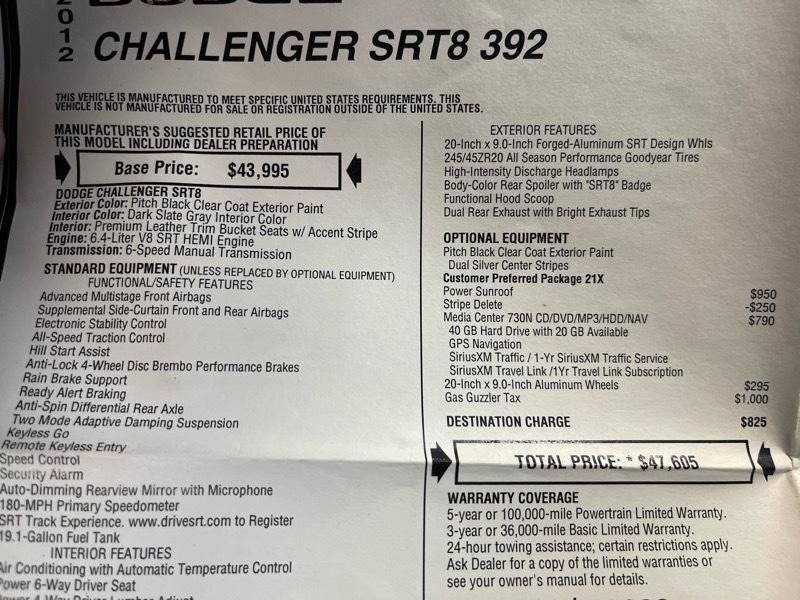 Used 2012 Dodge Challenger SRT8 RWD image 45