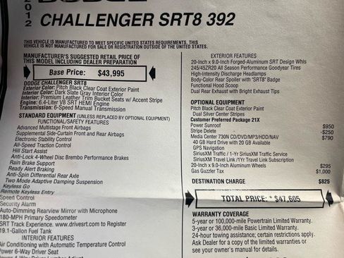 Used 2012 Dodge Challenger SRT8 RWD image 45