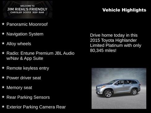 Used 2015 Toyota Highlander Limited Platinum AWD/4WD image 5
