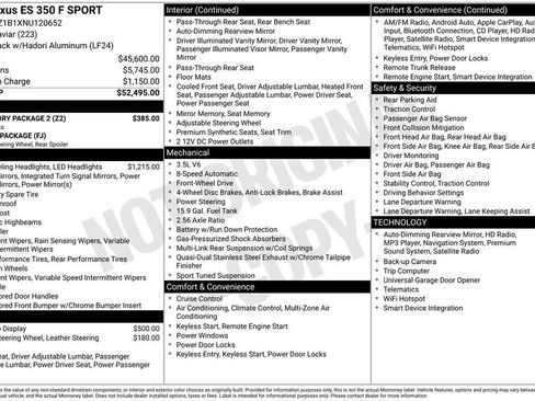 Used 2022 Lexus ES 350 F Sport w/ Accessory Package 2 image 2