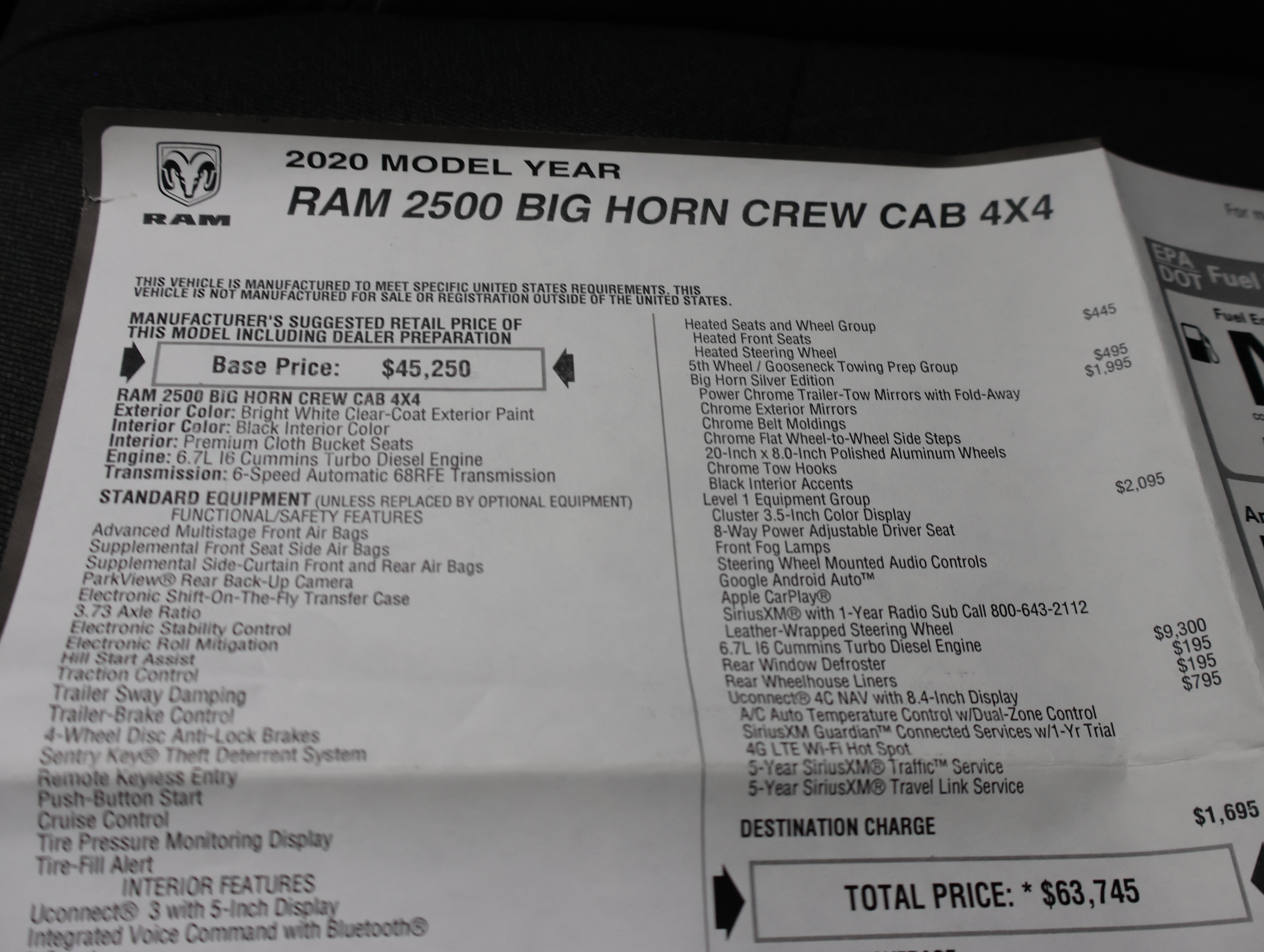 Used 2020 RAM 2500 Big Horn w/ Level 1 Equipment Group AWD/4WD image 60