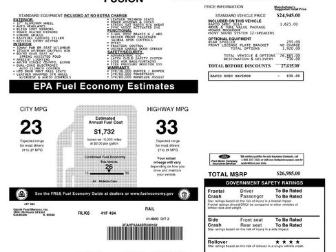 Used 2011 Ford Fusion SEL w/ 301A Rapid Spec Order Code image 3