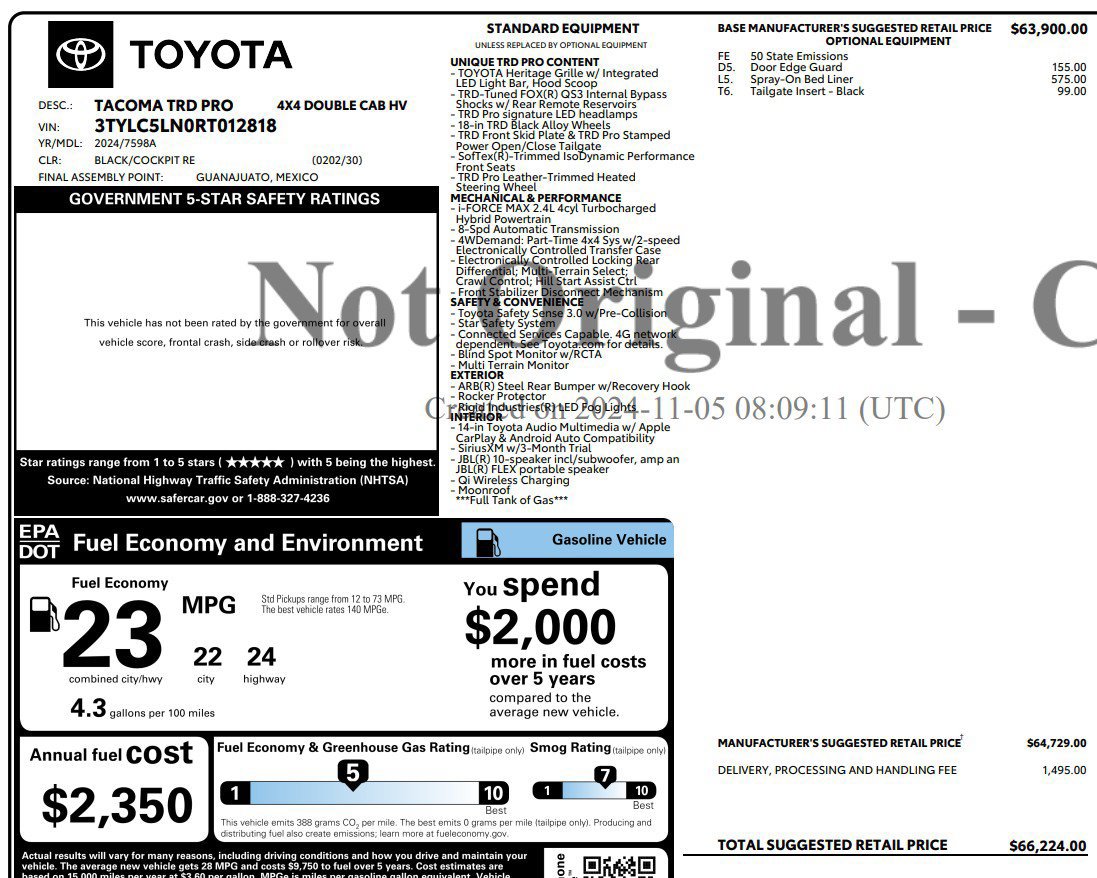 Used 2024 Toyota Tacoma TRD Pro AWD/4WD image 57