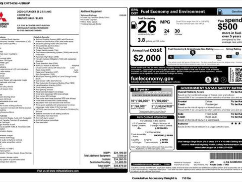 Used 2025 Mitsubishi Outlander SE AWD/4WD image 4