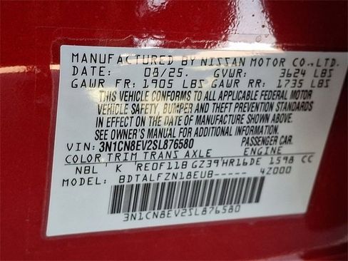 New 2025 Nissan Versa SV w/ Trunk Package image 19