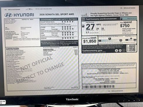 Certified 2026 Hyundai Sonata SEL AWD/4WD image 18
