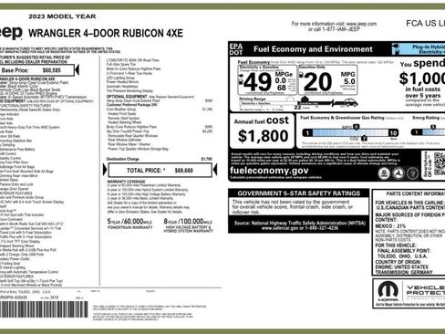 Used 2023 Jeep Wrangler Unlimited Rubicon 4xe w/ Cold Weather Group image 25