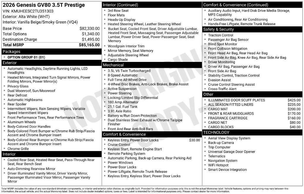 New 2026 Genesis GV80 3.5T Prestige AWD/4WD image 4