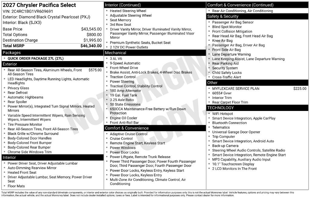 New 2027 Chrysler Pacifica Select FWD image 4