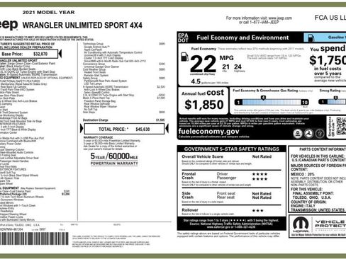 Used 2021 Jeep Wrangler Unlimited Sport image 29