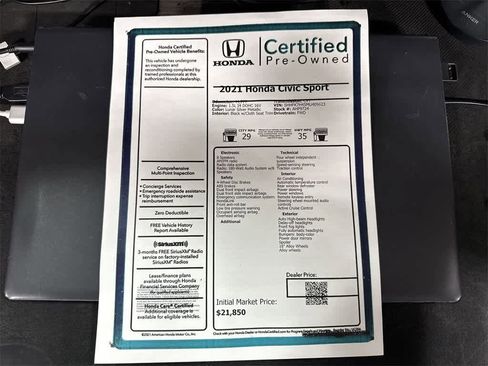 Used 2021 Honda Civic Sport image 12