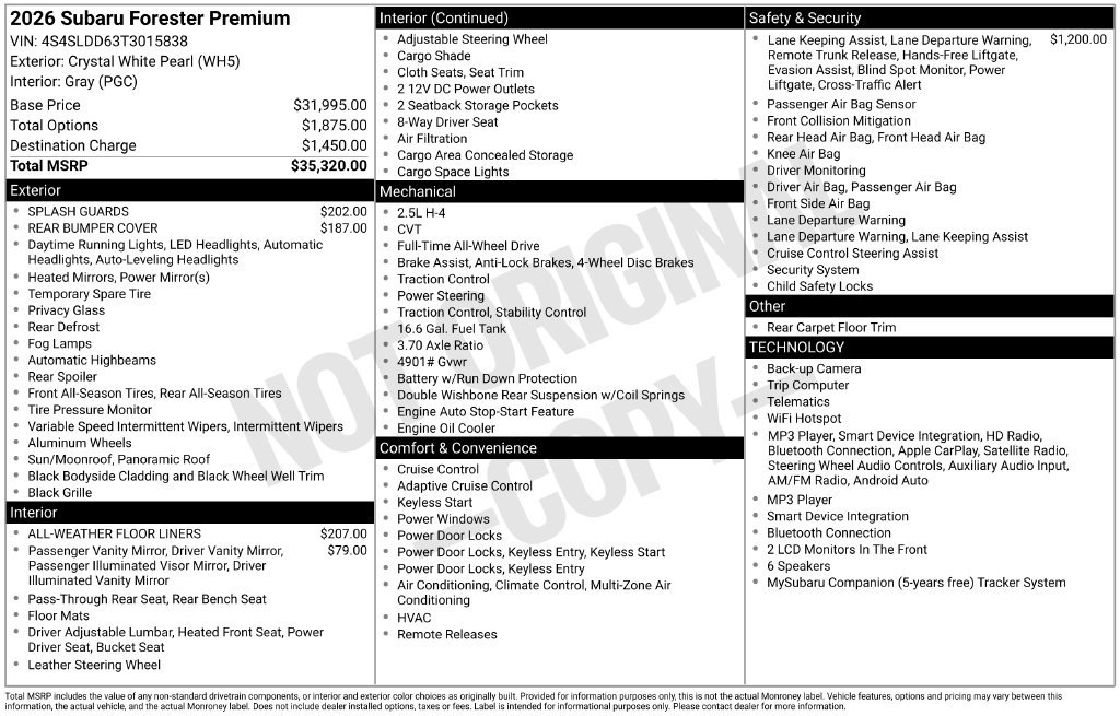 Certified 2026 Subaru Forester Premium AWD/4WD image 34