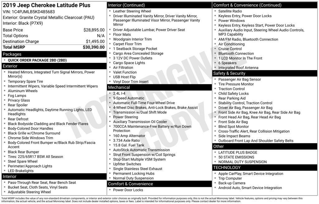 Used 2019 Jeep Cherokee Latitude Plus AWD/4WD image 6