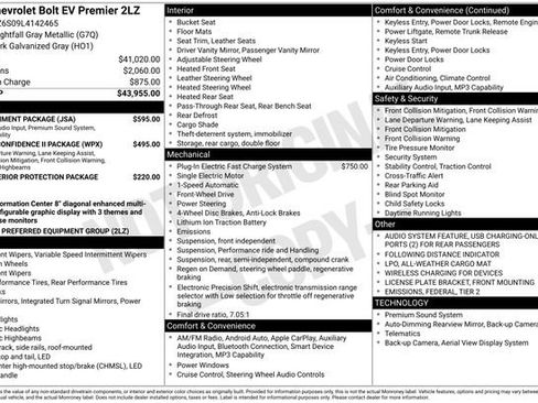 Used 2020 Chevrolet Bolt Premier w/ Infotainment Package FWD image 2
